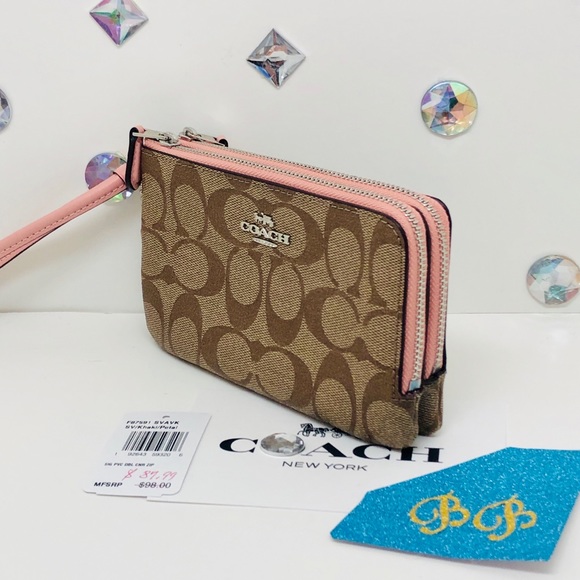 Coach Handbags - SOLD ONⓂ️COACH DOUBLE ZIP WRISTLET SIGNATURE PETAL